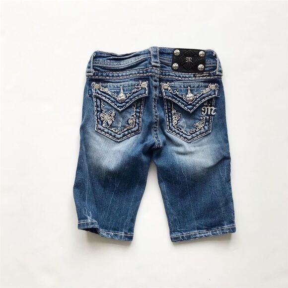 Miss Me medium wash denim Bermuda shorts VGUC 8Y - Picture 6 of 7